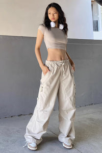 Wide Leg Pocket Side Cargo Pants