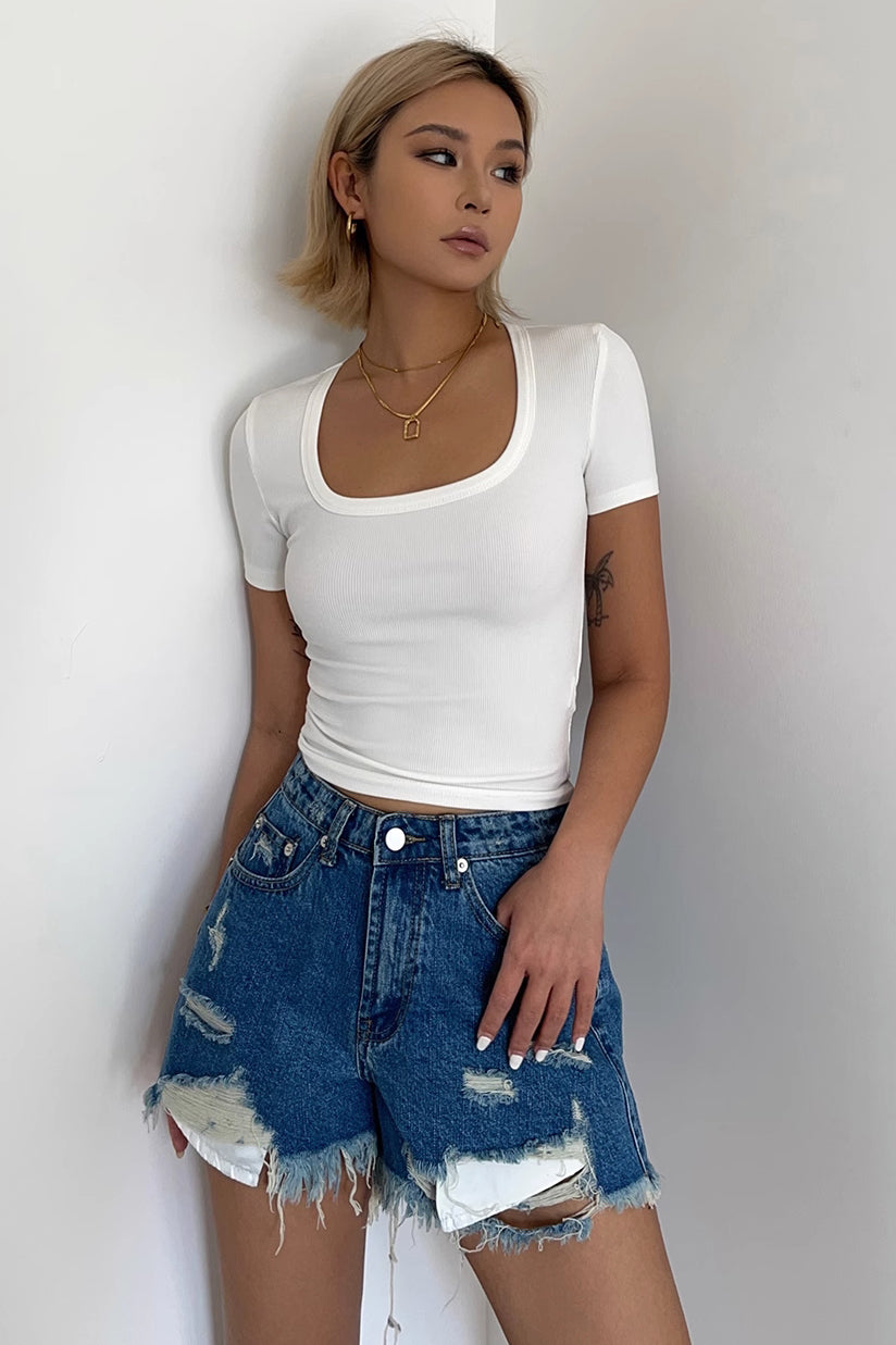 Solid Square Neck Crop Tops