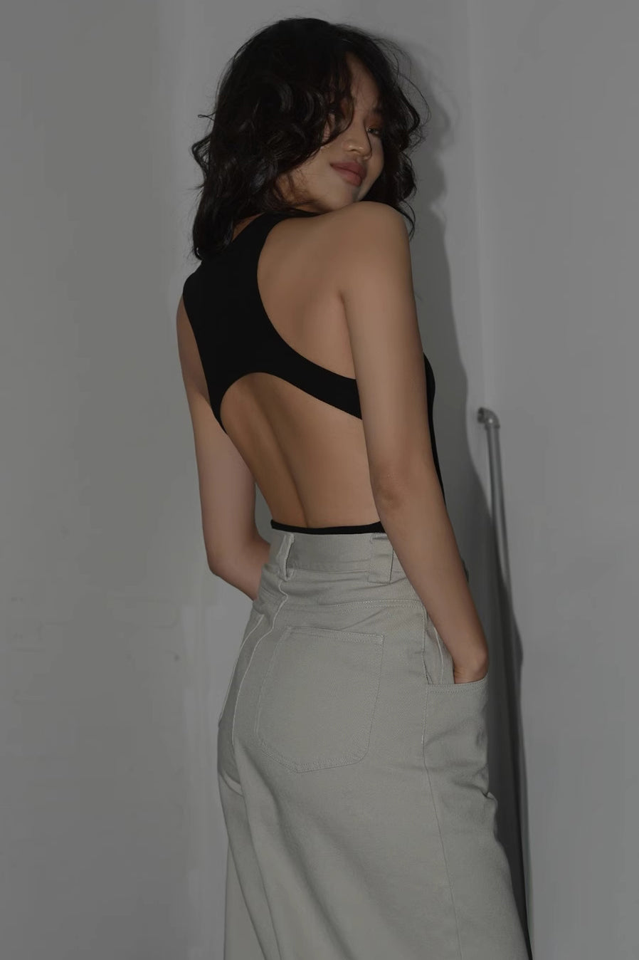 Solid Backless High Elasticity Jumpsuit