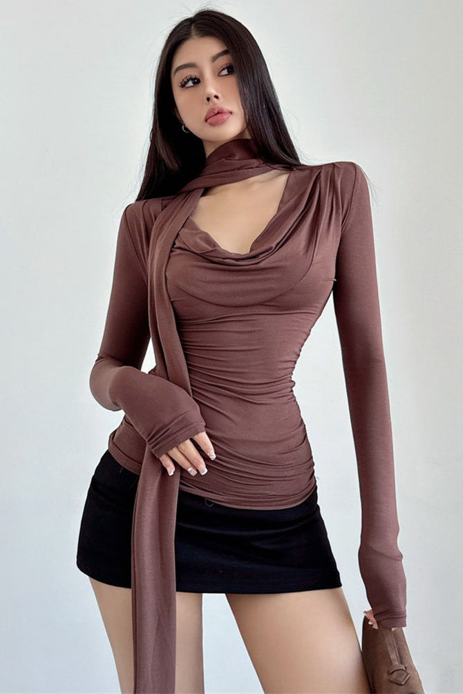 Fashion Women Long Sleeve Ruffle Top Tee