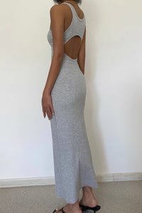 Solid Sleeveless Backless Bodycon Dress