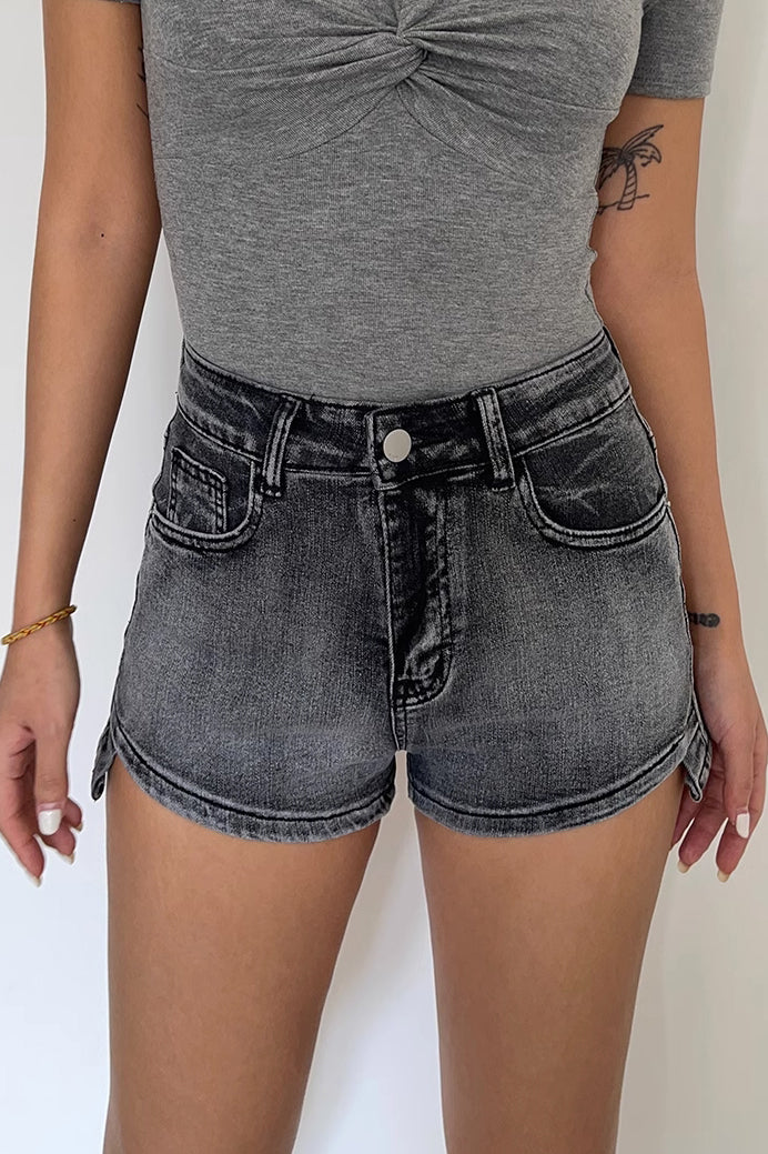 Asymmetrical Hem Slant Pocket Shorts