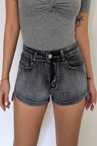 Asymmetrical Hem Slant Pocket Shorts