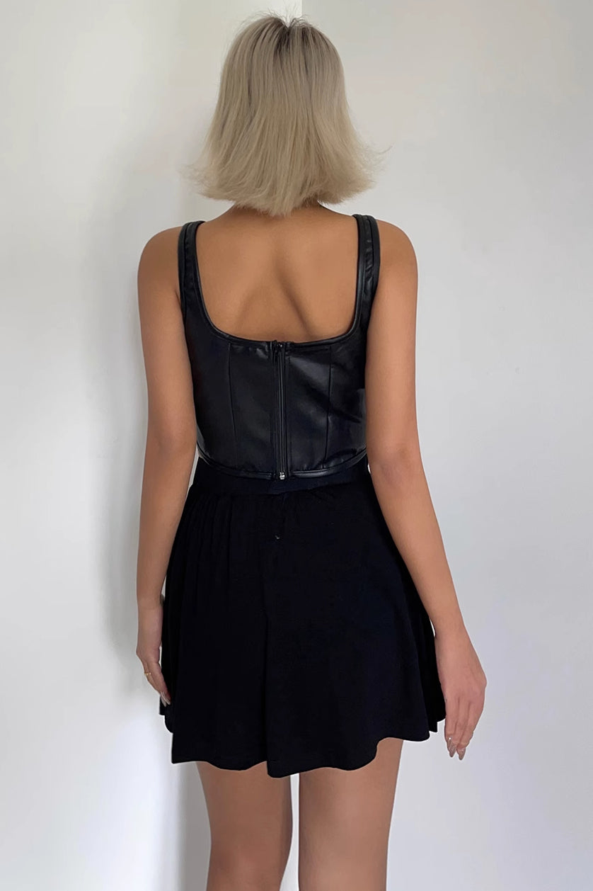 Backless Zip Up Back PU Tops