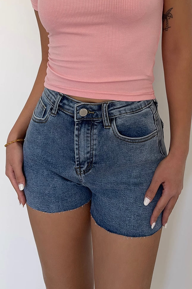 Buckle Detail Raw Trim Shorts