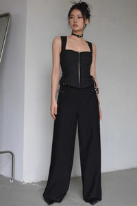 Knot Side Wide Leg Causal Pants