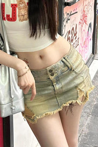 Fashion Women Ripped Denim Skirt