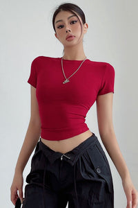 Women Fashion Stretch Short Sleeve Top Tee