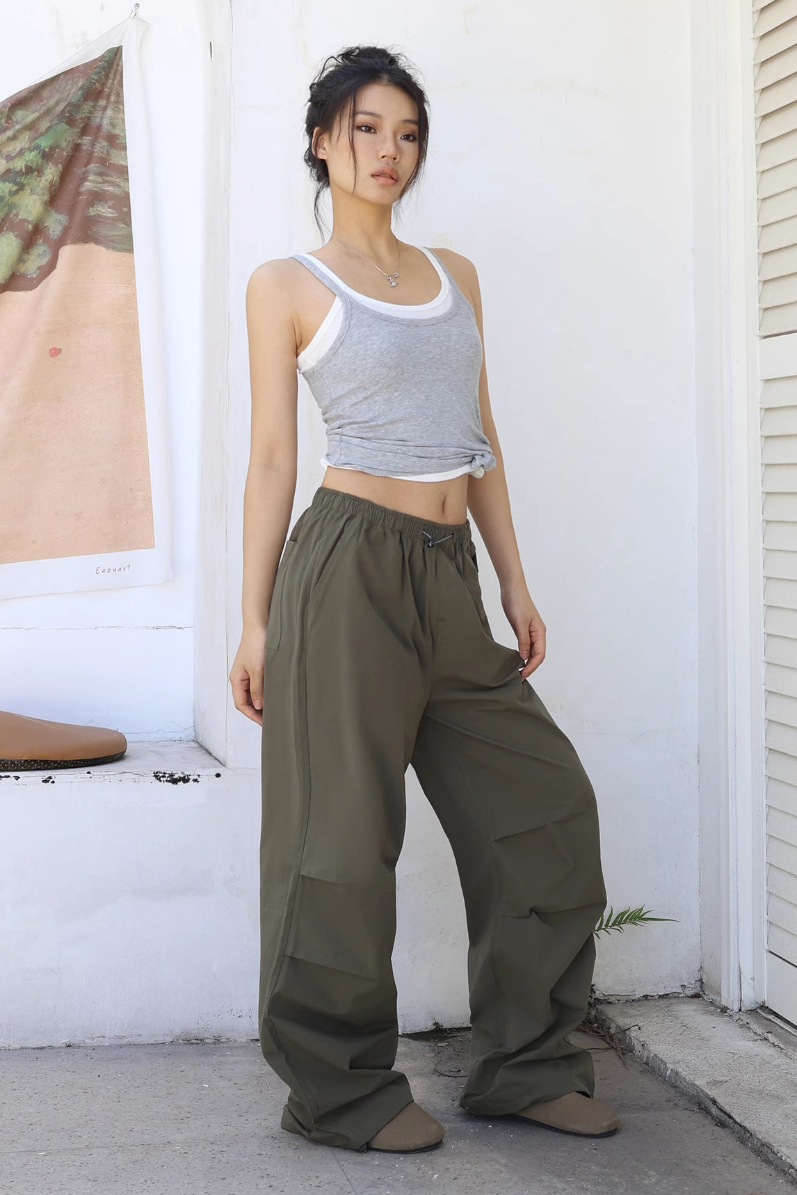 Retro Loose Lace Up Pleated Casual Pants