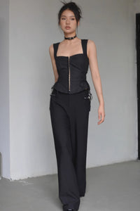 Knot Side Wide Leg Causal Pants