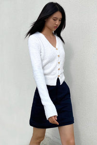 Buttoned Front Ribbed Knit Sweater