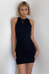 Backless Solid Sleeveless Bodycon Dress