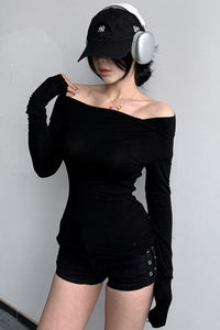 Women Casual Off Shoulder Long Sleeve Tunic Shirt Top Blouse