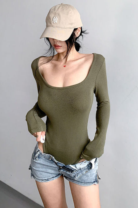 Fashion Women Long Sleeve Tight Bodysuit