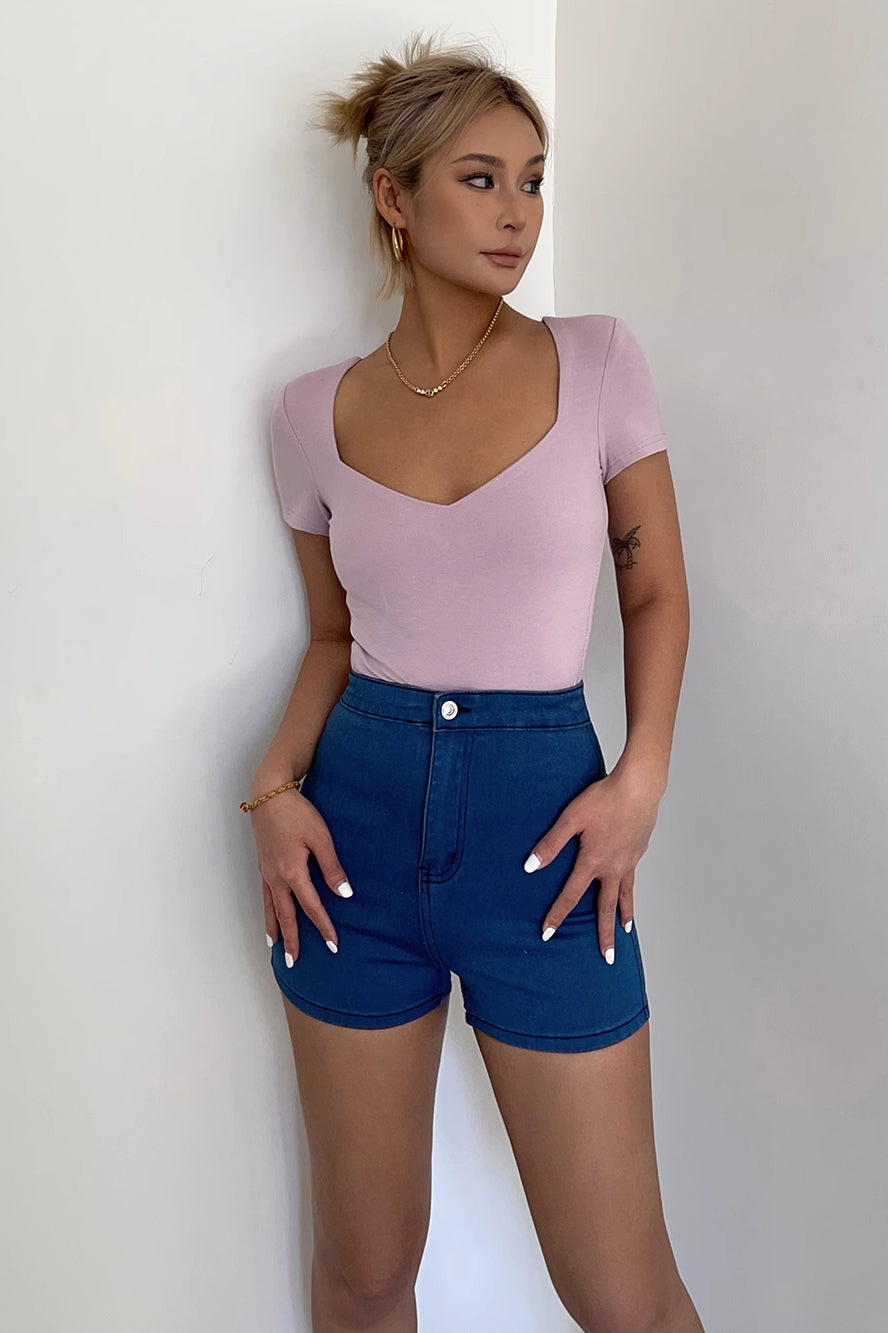 Short Sleeve Solid Cut Out Tops