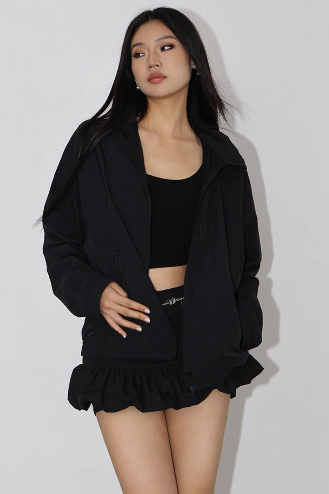 Zip Detail Pocket Side Solid Sport Windbreaker – TOP SHOW