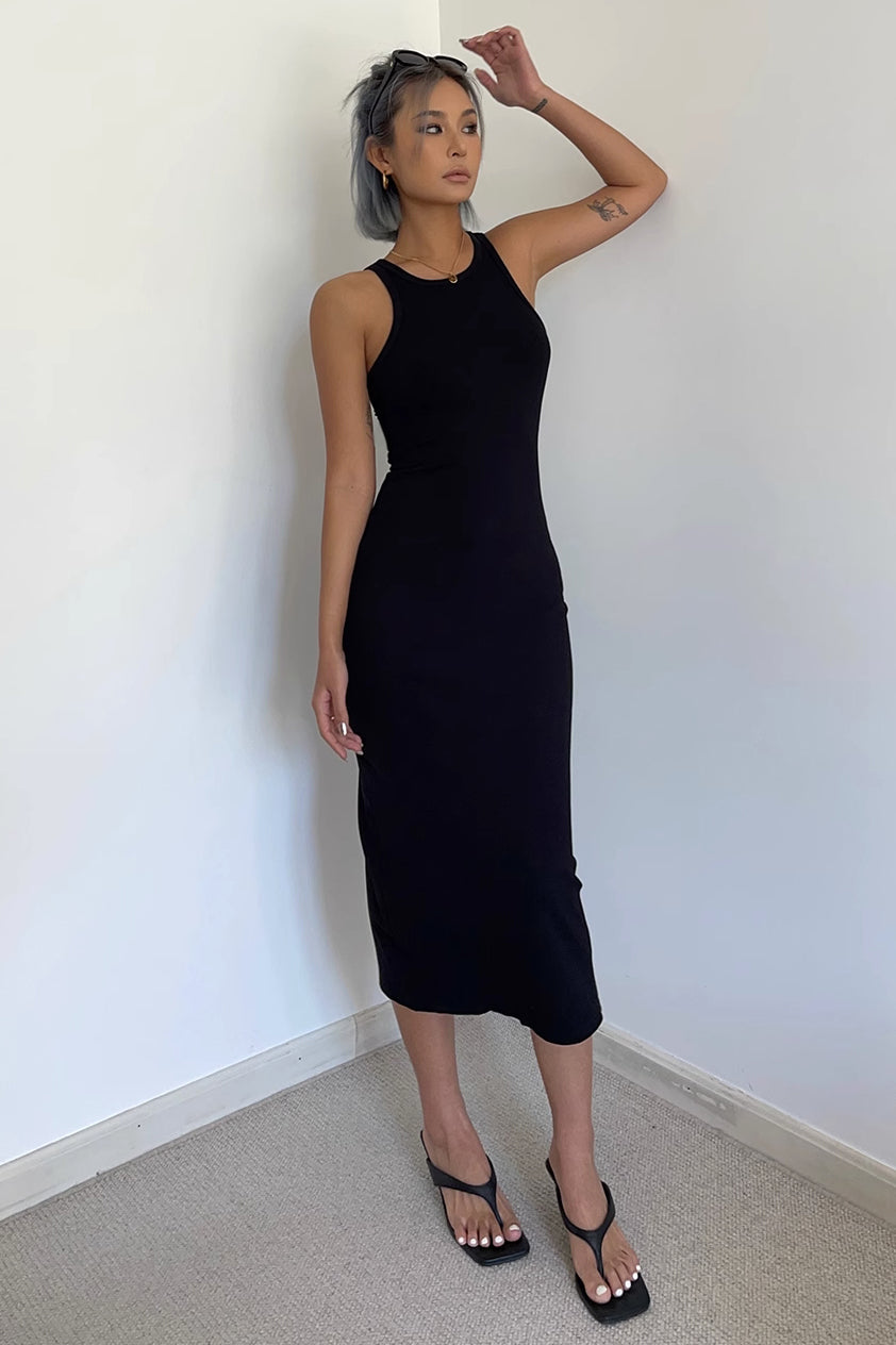 Solid Sleeveless Backless Bodycon Dress