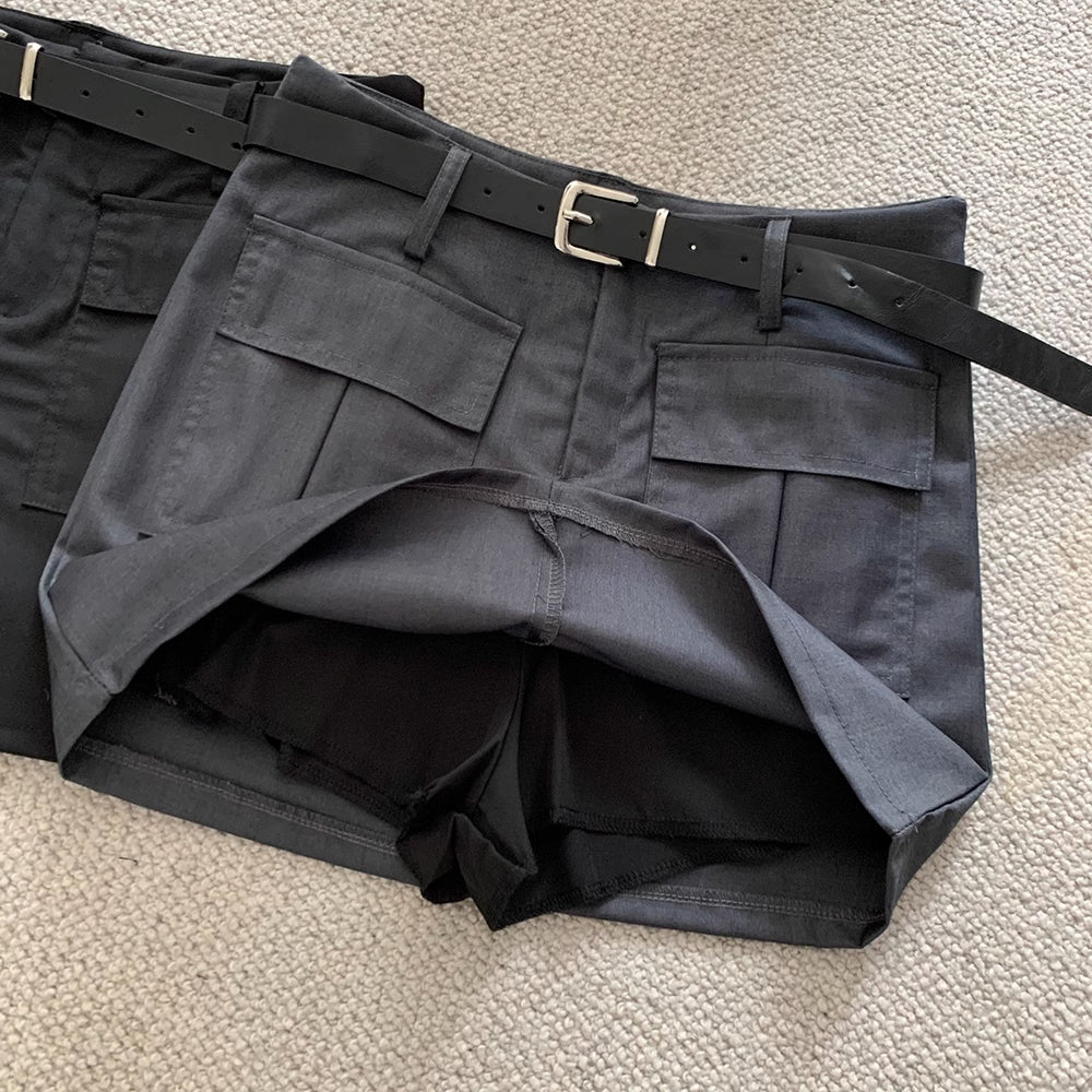 Pocket Side Cargo Satin Skirts