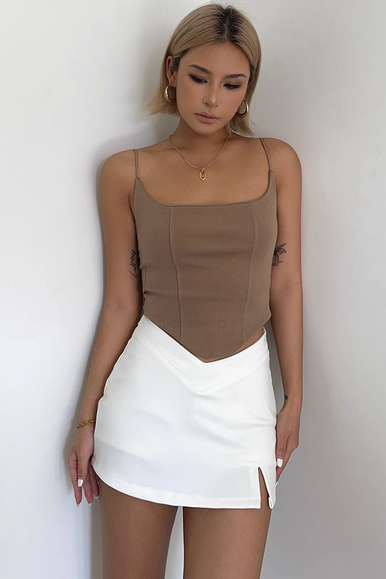 V Shape Waist Split Thigh Skirt