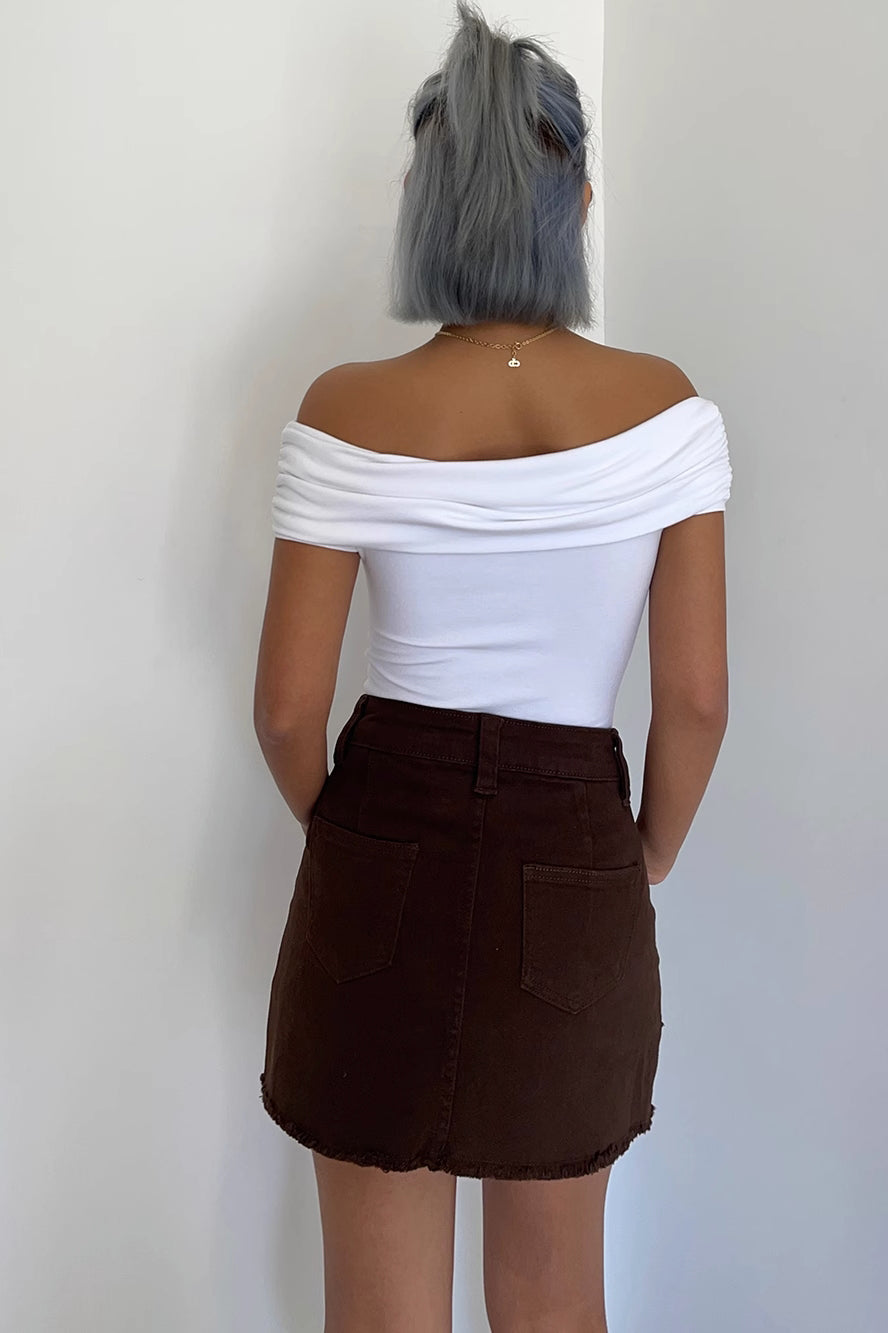 Retro Raw Trim Slant Pocket Skirt