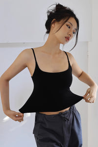 Solid Spaghetti Strap Cut Out Top