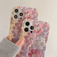 Women Fashion Personality Floral Printed Drop-Proof Apple Phone Liquid Silicone Cover Cases