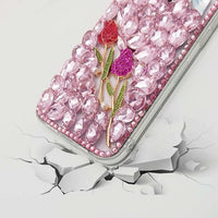 Compatible With Iphone Women Girl Glitter Diamond Case Luxury Bling Butterfly Rose Sparkly Rhinestone Pearl Crystal Bumper Soft Silicone Rubber Protective Cover Case