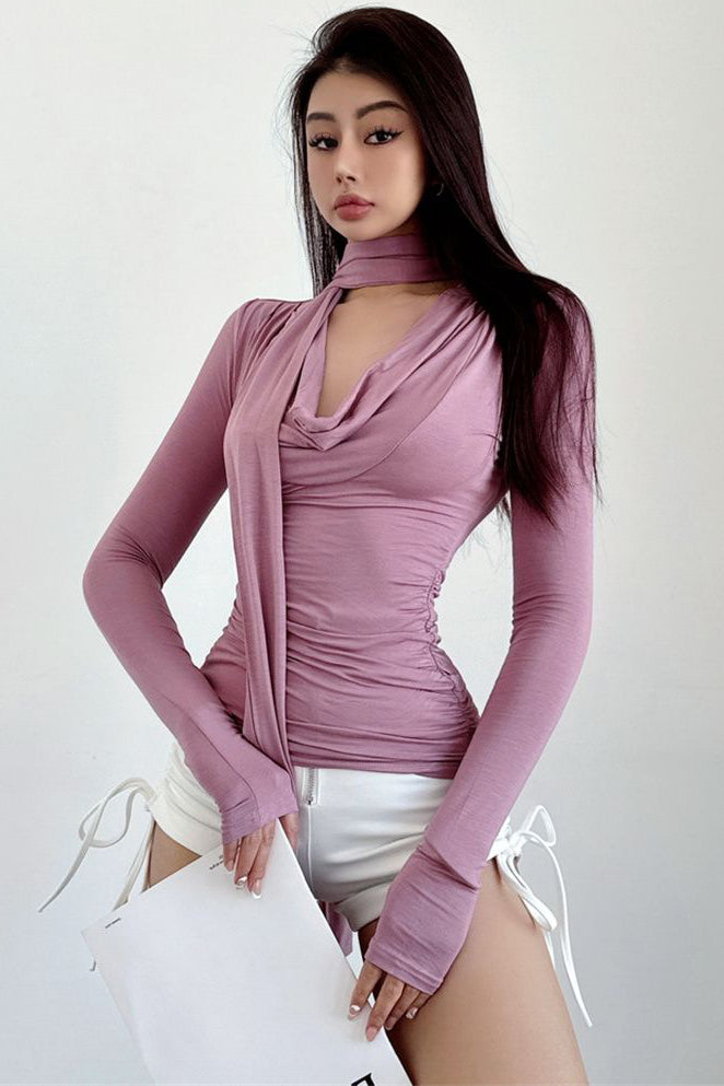 Fashion Women Long Sleeve Ruffle Top Tee