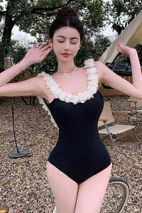 Fashion Women Flower Backless One Piece Swimwear Bikini Swimsuit