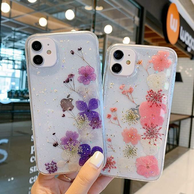 Case For Iphone With Real Flowers Transparent Mobile Phone Case For With Dried Flowers Protective Rubber Crystal Case Handmade Eternal Flower Art Case For Apple 11 12 13 14 15