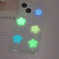 For Iphone Case Cover Y2K Luminous 3D Stars Case Cute Kawaii Glowing In Dark Star Transparent Protective Shockproof Back Cover For Iphone 11 12 13 14 15