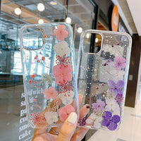 Case For Iphone With Real Flowers Transparent Mobile Phone Case For With Dried Flowers Protective Rubber Crystal Case Handmade Eternal Flower Art Case For Apple 11 12 13 14 15