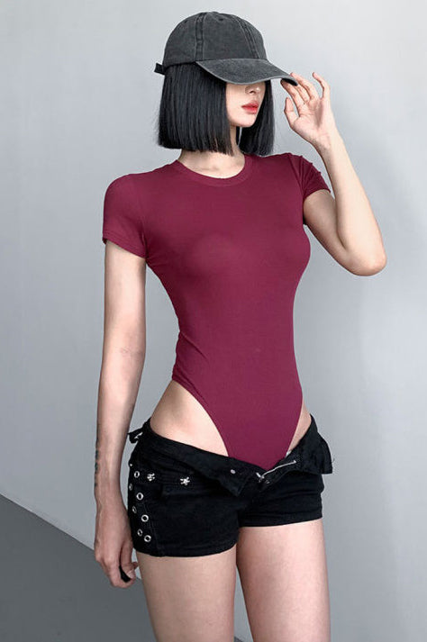 Fashion Women Short Sleeve Tight Bodysuit