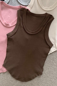 Solid Asymmetrical Hem Cami Vest Tops