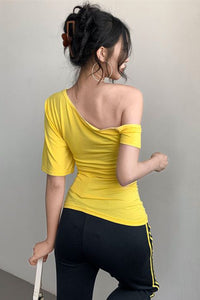 Sexy Women Slash Neck Off Shoulder Top Tee