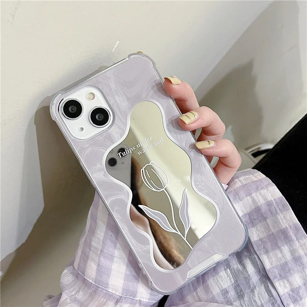 Cute Mirror Case Aesthetic Y2K Compatible with iPhone 11 12 13 14 15 Kawaii Flower Design Protective Shockproof Floral Case