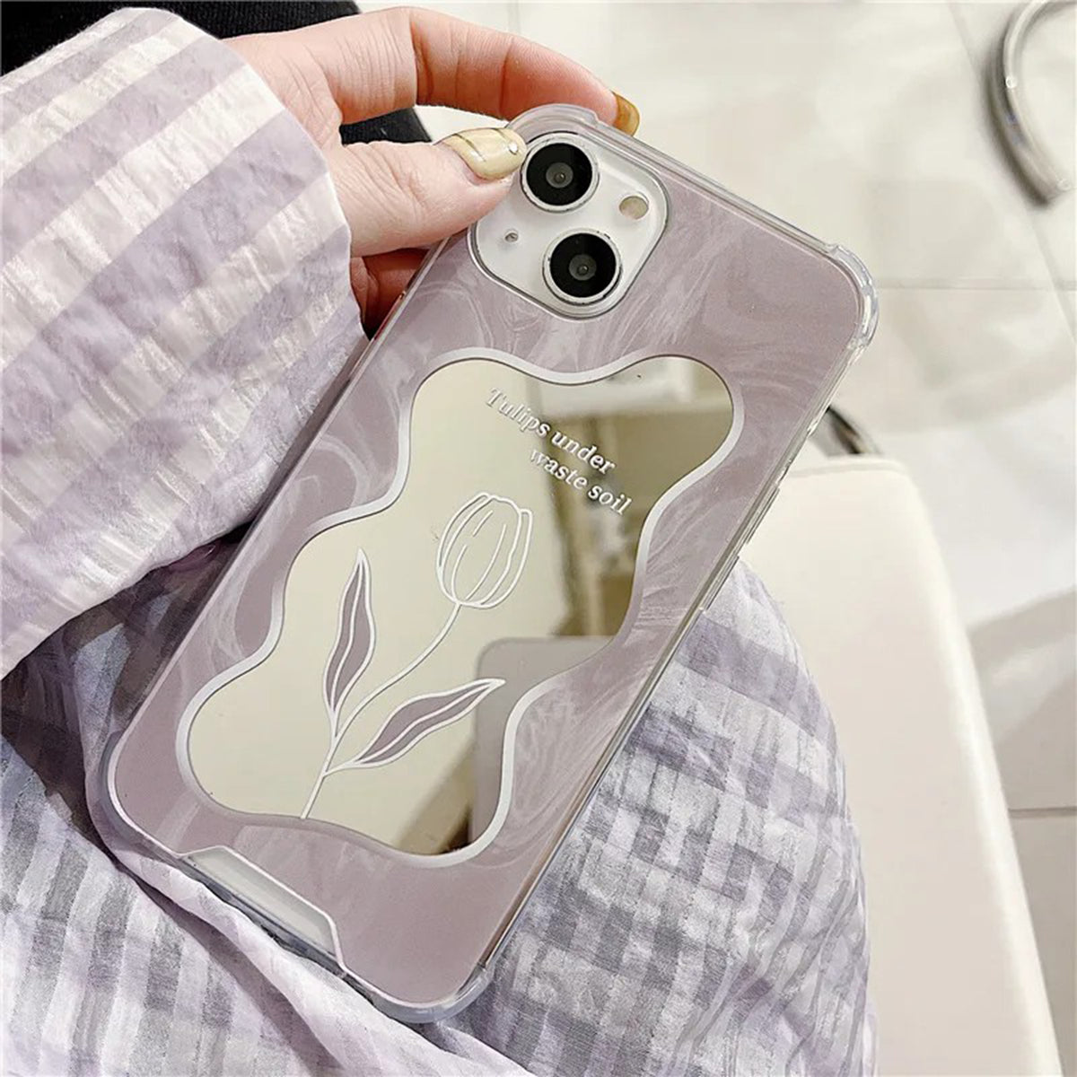 Cute Mirror Case Aesthetic Y2K Compatible with iPhone 11 12 13 14 15 Kawaii Flower Design Protective Shockproof Floral Case