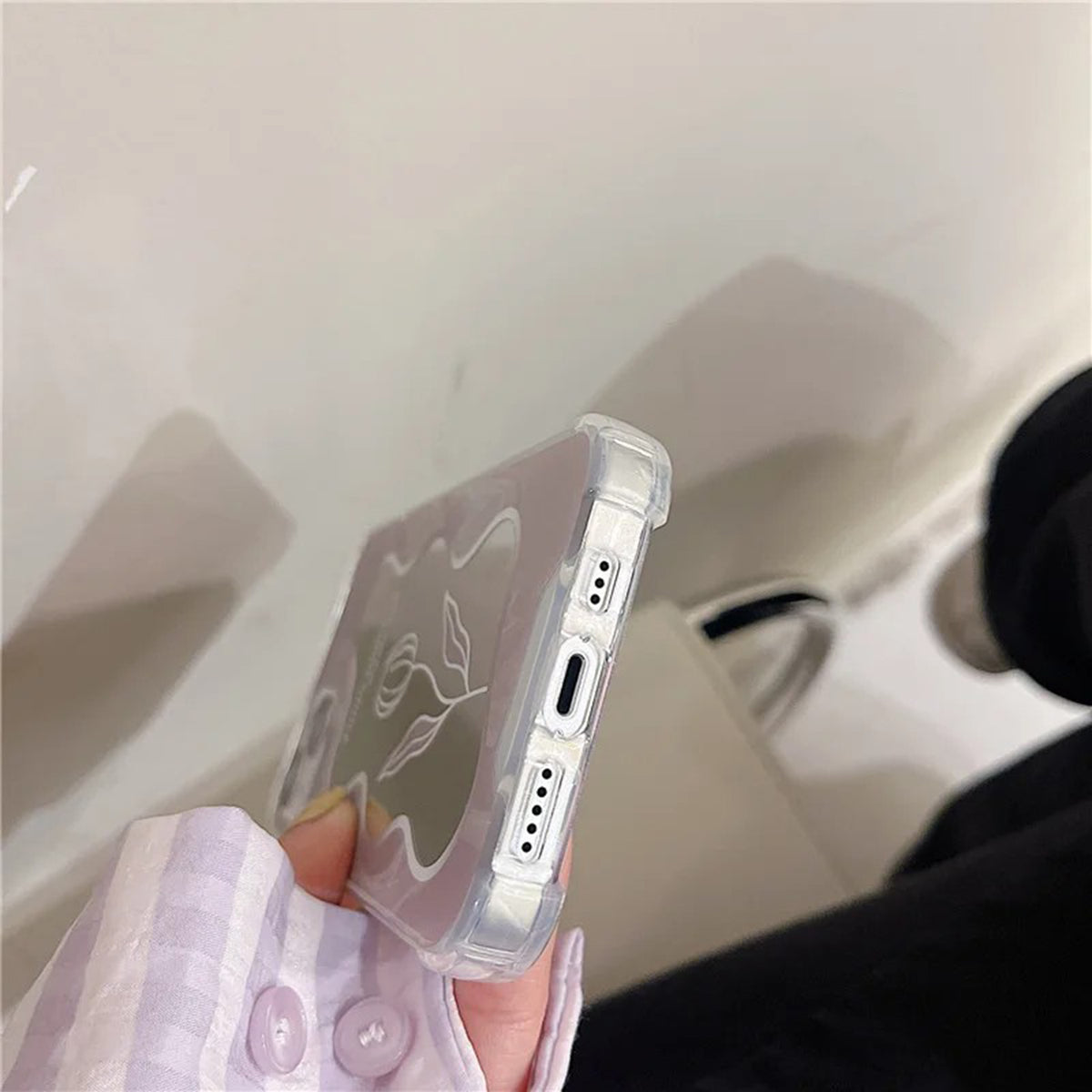 Cute Mirror Case Aesthetic Y2K Compatible with iPhone 11 12 13 14 15 Kawaii Flower Design Protective Shockproof Floral Case