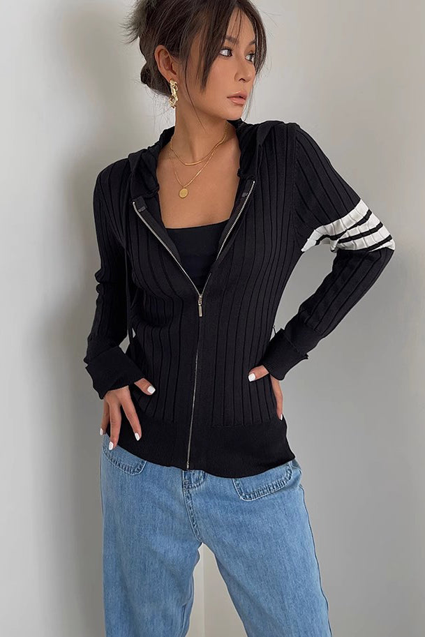 Women's Open Front Sweatshirt Fashion Rib-Knit Hooded – TOP SHOW