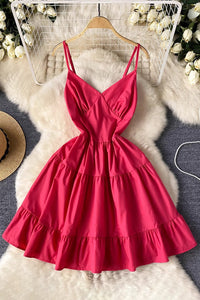 Sexy Women V-Neck Sleeveless Strap Mini Dress