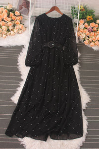 Fashion Women Polka Dots Long Sleeve Maxi Dress