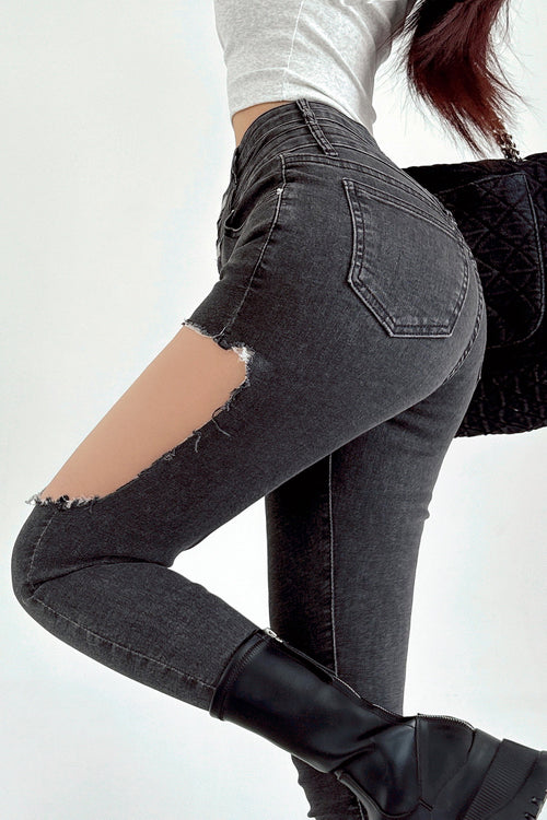 Fashion Women Tight Ripped Pants Trousers Jeans