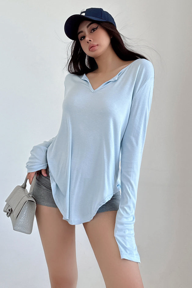 Casual Women V-Neck Long Sleeve Top