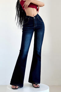 Retro Women Bodycon Buttons Zip V-Waist Pants Trousers Jeans