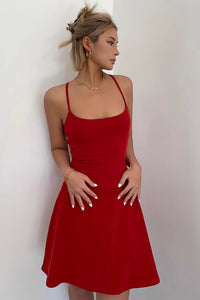 Women's Sexy Sleeveless Scoop Neck Lace Up Back Dress