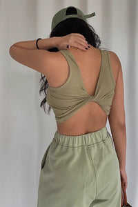 Crossover Backless Fitted Basic Cami Tee Shirts