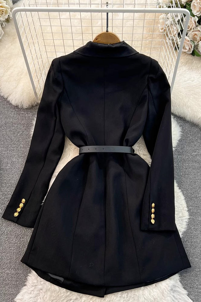 Fashion Women Buttons Long Sleeve Mini Dress