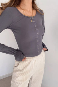 Women's Rib-knit Buttoned Front Shirt