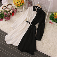 Fashion Women Multicolor Long Sleeve Buttons Irregular Maxi Dress