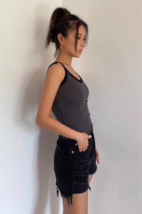 Women's Sleeveless Contrast Trim Tank Tops Fitted Cami Tee Shirt